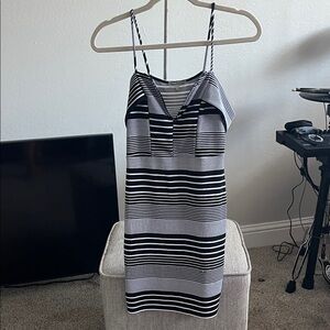 Charlotte Russe Black and White Striped Spaghetti Strap Mini Dress